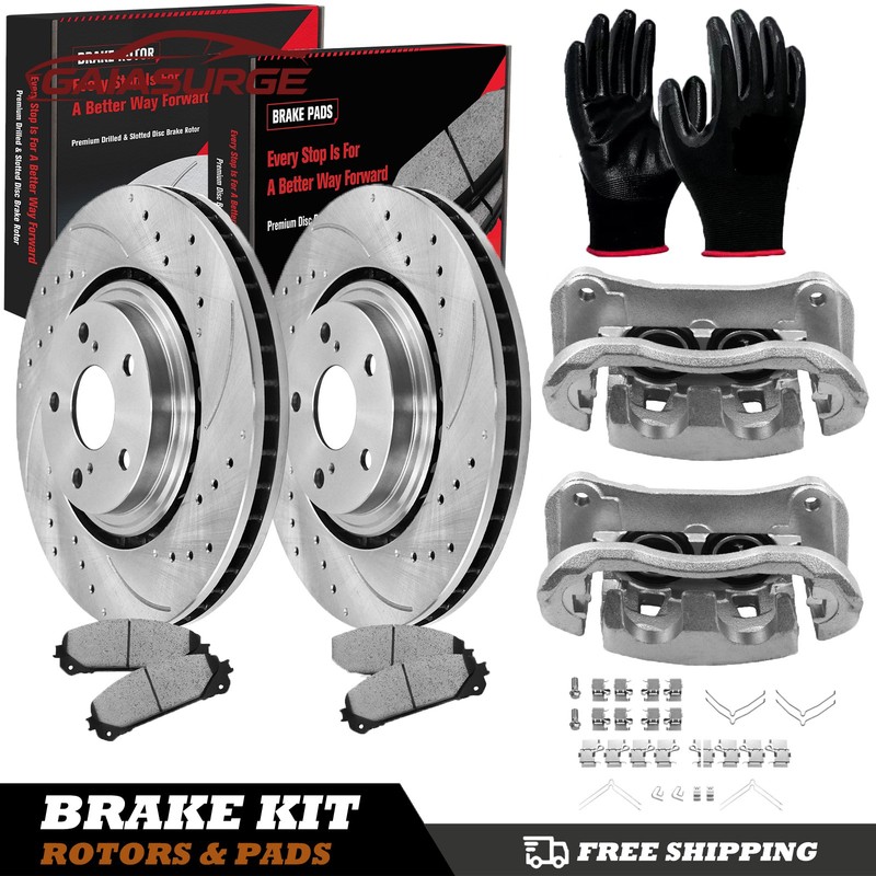 Front Drilled Rotors Calipers Pads for Toyota Highlander Sienna 2011 2012-2019