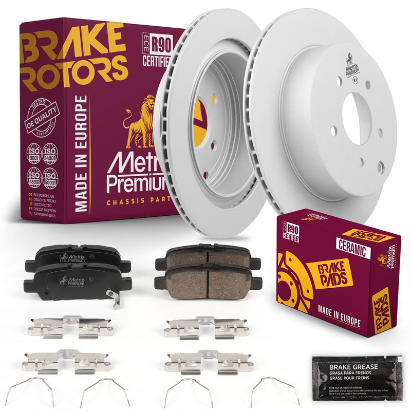 Rear Brake Rotors Set + Disc Brake Pad Kit for 14-22 INFINITI Q50 15-19 Q70 Q70L