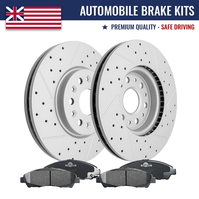 Front Drilled Disc Rotors Brake Pads for Chevy Traverse Blazer Acadia Enclave