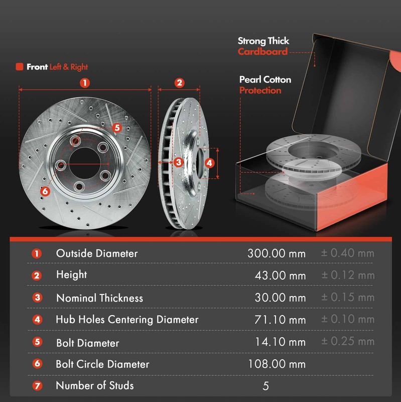 Front Drilled Brake Rotors & Ceramic Brake Pads for Ford Jaguar S-Type Lincoln gallery