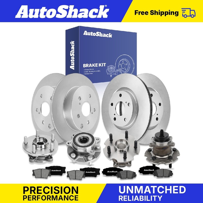 Front Rear Brake Rotors Premium Pads Wheel Hub Kit for Toyota, RAV4 2006-2012