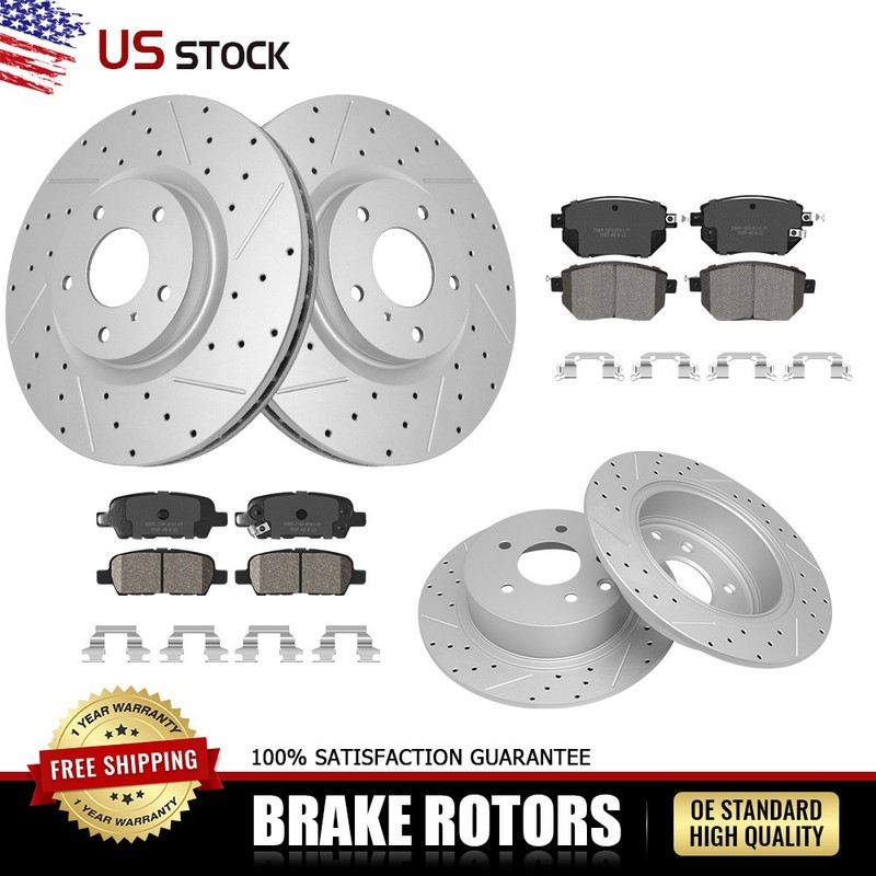 Front & Rear Disc Rotors+Brake Pads for 2004-08 Nissan Maxima 2006 Altima SE-R