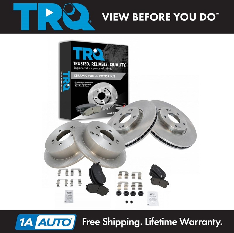 TRQ Ceramic Brake Pad & Rotor Set Front & Rear Kit for Hyundai Tucson Sportage