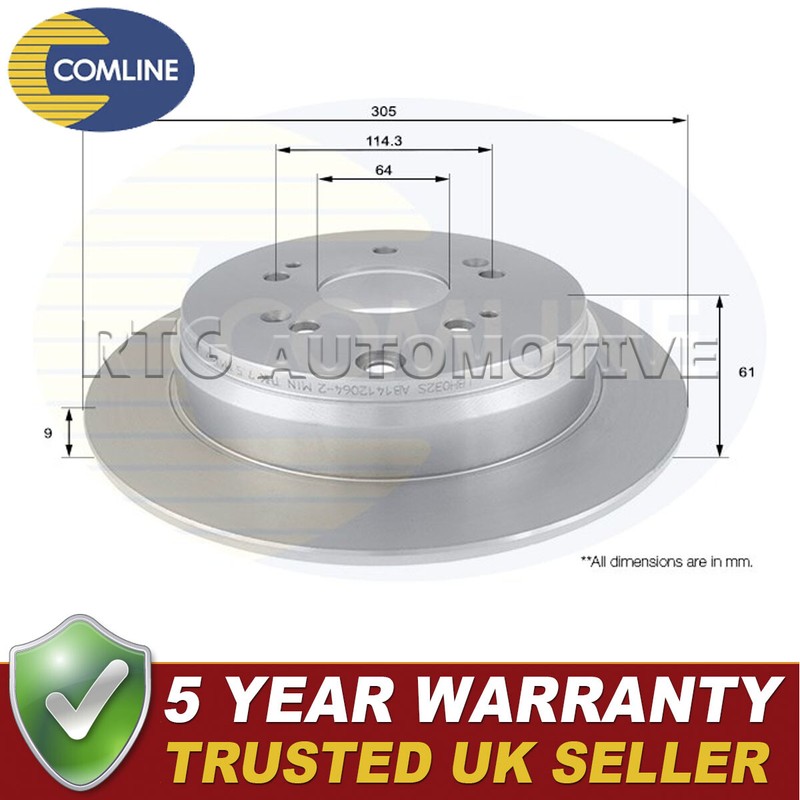 Comline Rear Brake Disc Fits Honda CR-V 2004- 2.0 2.2 D TDi 2.4 #1