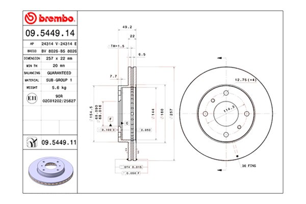 For Nissan Sentra 00-06 Brembo UV Coated Series Plain Vented Front Brake Rotor gallery