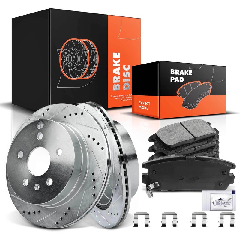 Drilled Brake Rotors & Ceramic Brake Pads for Chevrolet Equinox GMC Terrain Rear