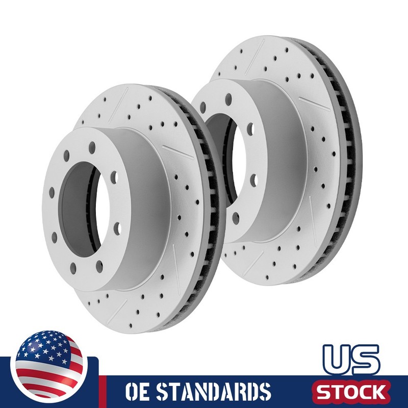 AWD 347mm For 05- 12 Ford F-250 F-350 Super Duty Front Drilled Disc Brake Rotors