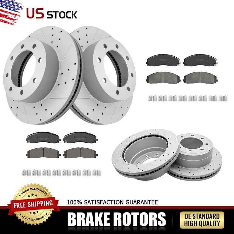 4WD Front & Rear Disc Rotors and Brake Pads for 2013-2022 Ford F-250 Super Duty
