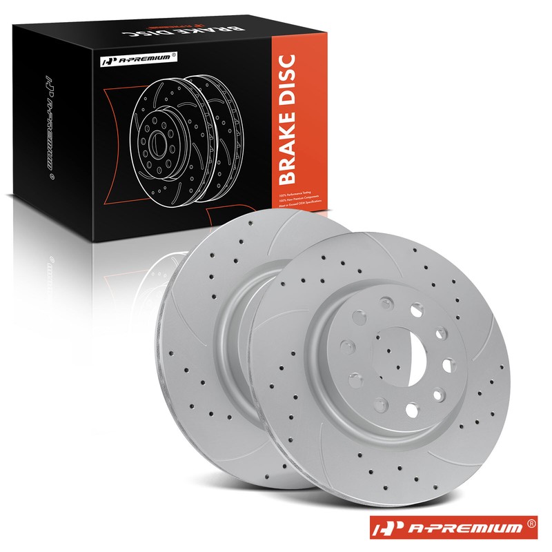 A-Premium Front Drilled Brake Rotors & Ceramic Pads for Jeep Wrangler 2018-2023