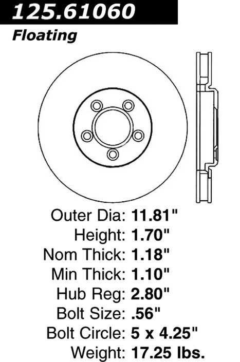 Centric Front Disc Brake Rotor for LS, Thunderbird, S-Type (125.61060) gallery