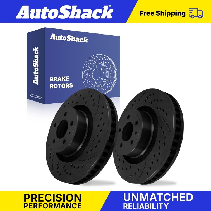 Front Drilled Slotted Brake Rotors Pair for Ford, Mustang 2015-2020
