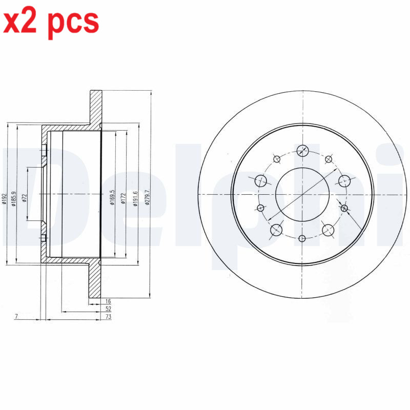 X2 PCS L&R SIDES BRAKE DISC BG4061
