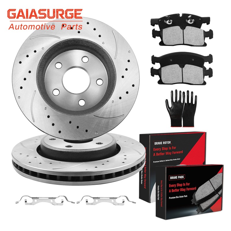 Front Drilled Rotors Brake Pads Kit for 2012-2020 Dodge Durango Grand Cherokee