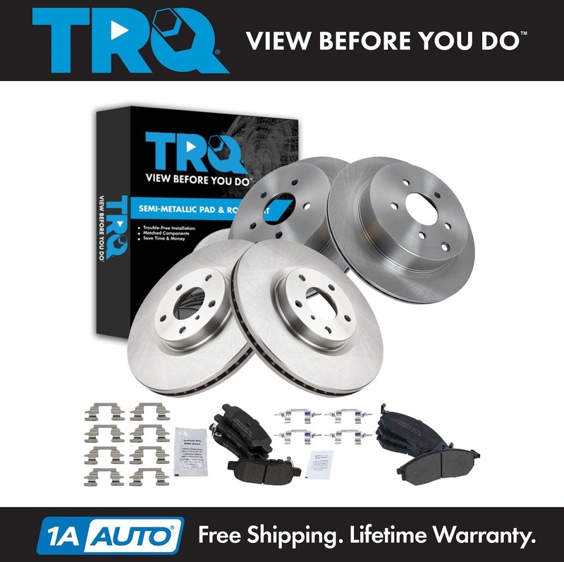 TRQ Front & Rear Brake Pad & Rotor Kit Semi-Metallic Fits INFINITI Nissan
