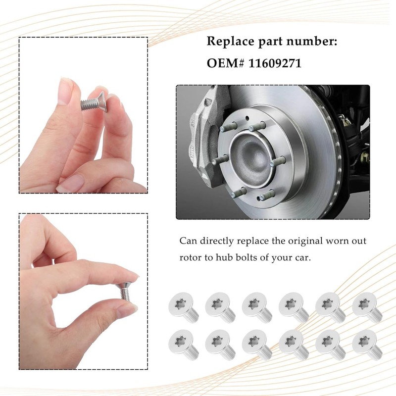 12PCS Brake Rotor Screws M8x1.25 Stainless Steel for Chevy GMC Buick gallery