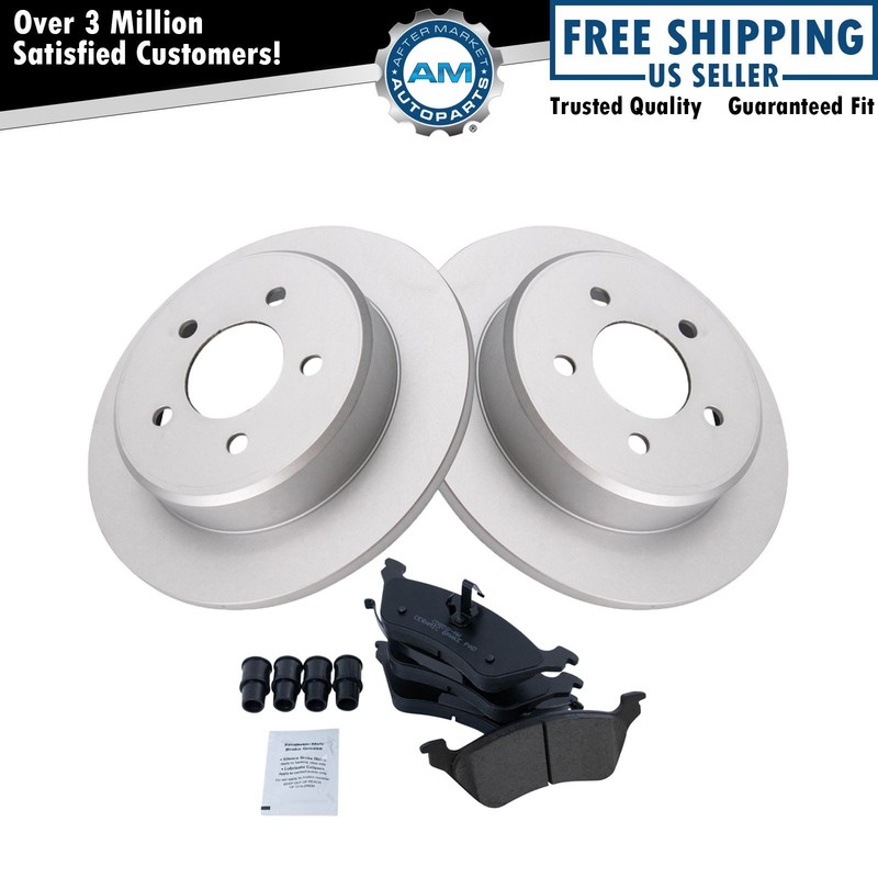 Brake Pad Coated Rotor Kit Ceramic Rear w/Chemicals