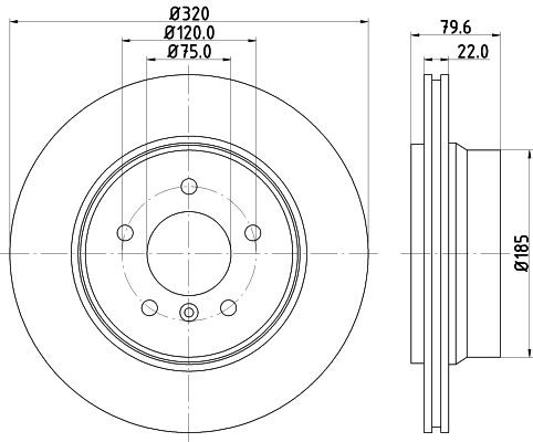 Hella Brake Disc Set Rear 54416PRO_HC 320mm x 22mm 05/06 x 120mm For BMW X3 OEM