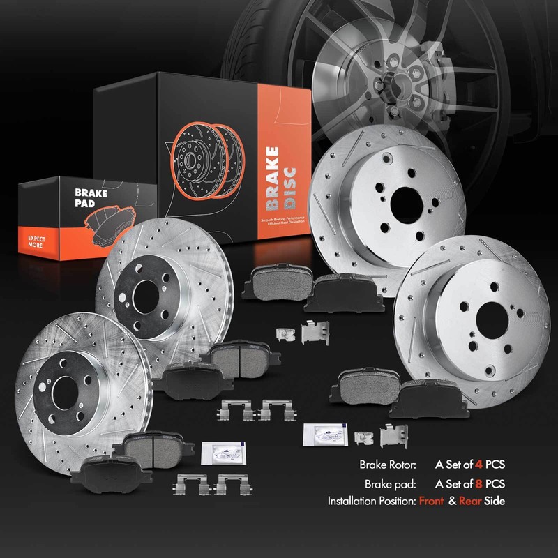 New Front & Rear Drilled Rotors & Ceramic Brake Pads for Scion tC 05-10 L4 2.4L gallery