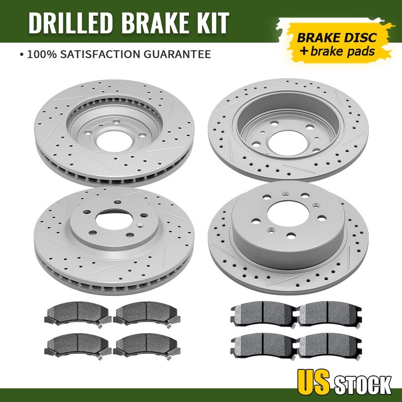 Front Rear Drilled Rotors & Ceramic Pads for 2006-2010 Chevy Impala Monte Carlo