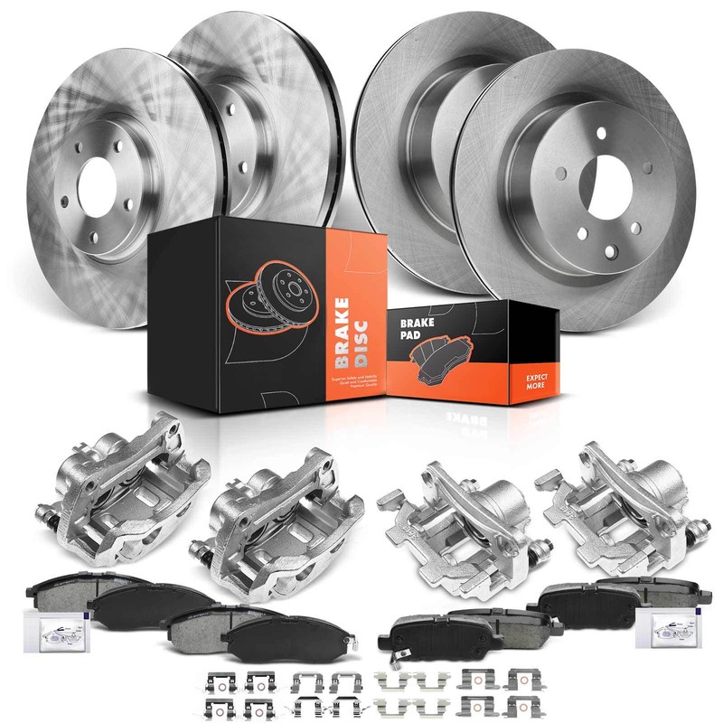 Front & Rear Disc Rotors & Brake Pad + Brake Caliper for INFINITI QX50 EX35 EX37
