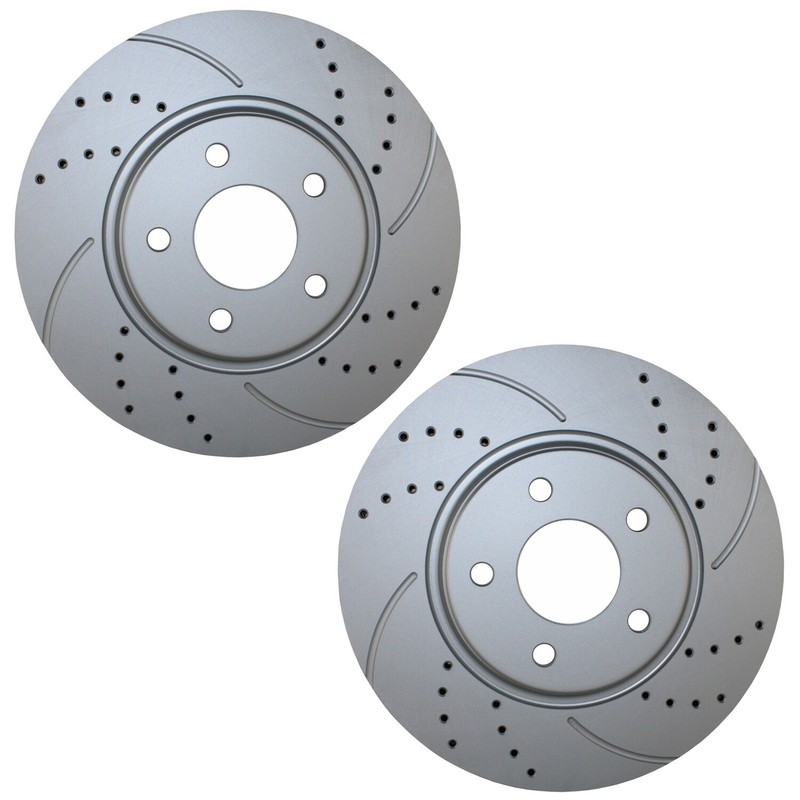 Bison Performance Pair Front Drilled Coat 296mm Brake Rotors for Malibu G5 Aura