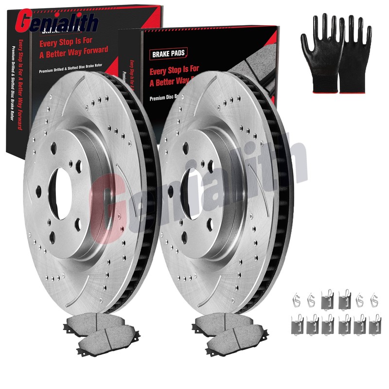 296mm Front & 281mm Rear Brake Rotors Brake Pads for 2006 2007-2018 Toyota Rav4