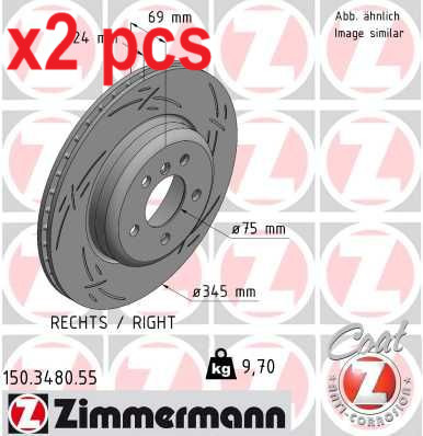 X2 PCS L&R SIDES FITS BMW 5 528 I BRAKE DISC 150.3480.55 ZIMMERMANN