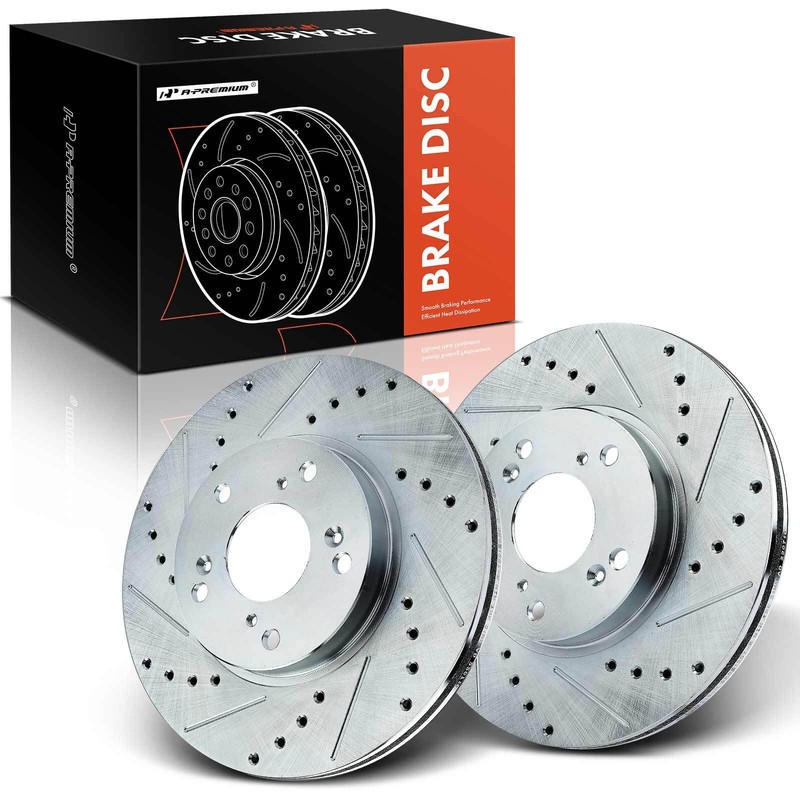 A-Premium Front Drilled Brake Rotors for Honda CR-V Civic Accord Element 281.9mm