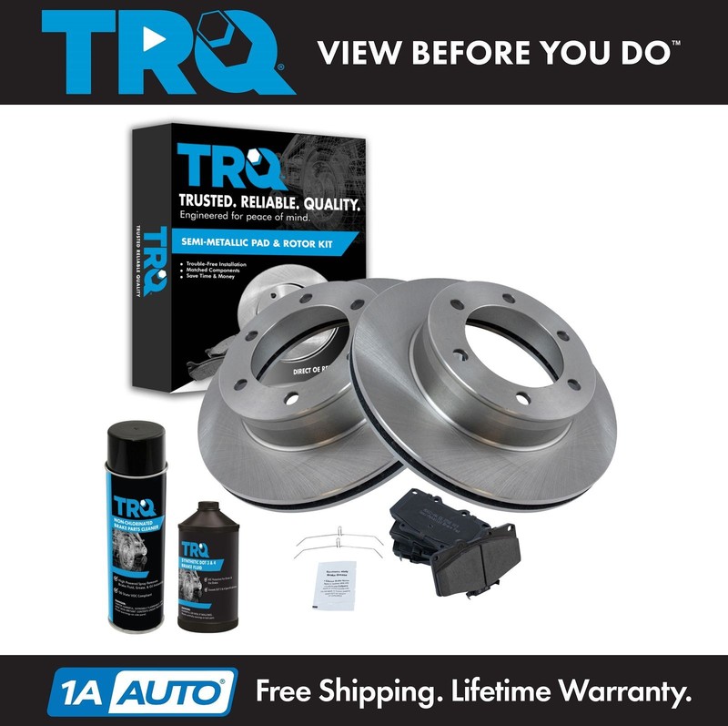 TRQ Front Brake Pad & Rotor Kit w/Chemicals for 96-00 Toyota 4Runner w/ 15 wheel
