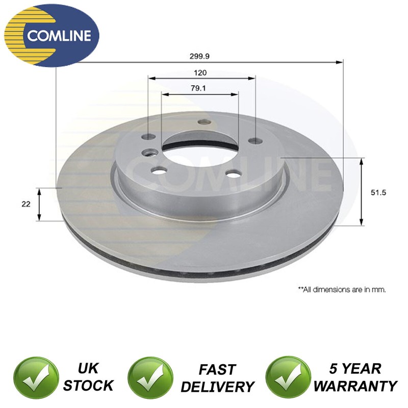 Brake Disc Front Comline Fits BMW 3 Series 1998-2007 + Other Models #1