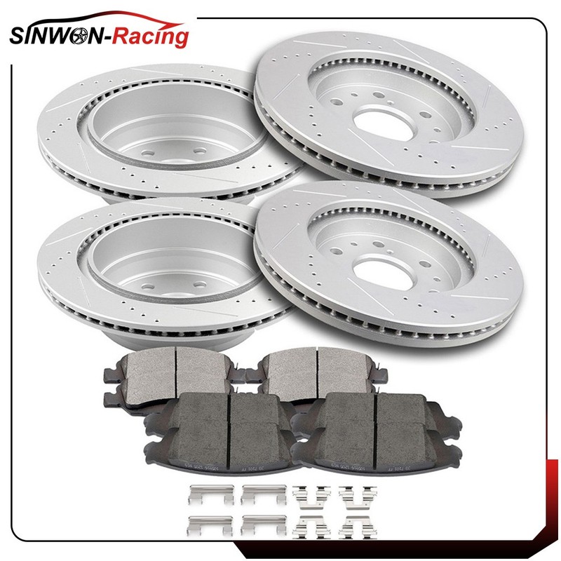 Brake Ceramic Pad and Rotor Front Rear For Chevy Silverado GMC Sierra 1500 Tahoe