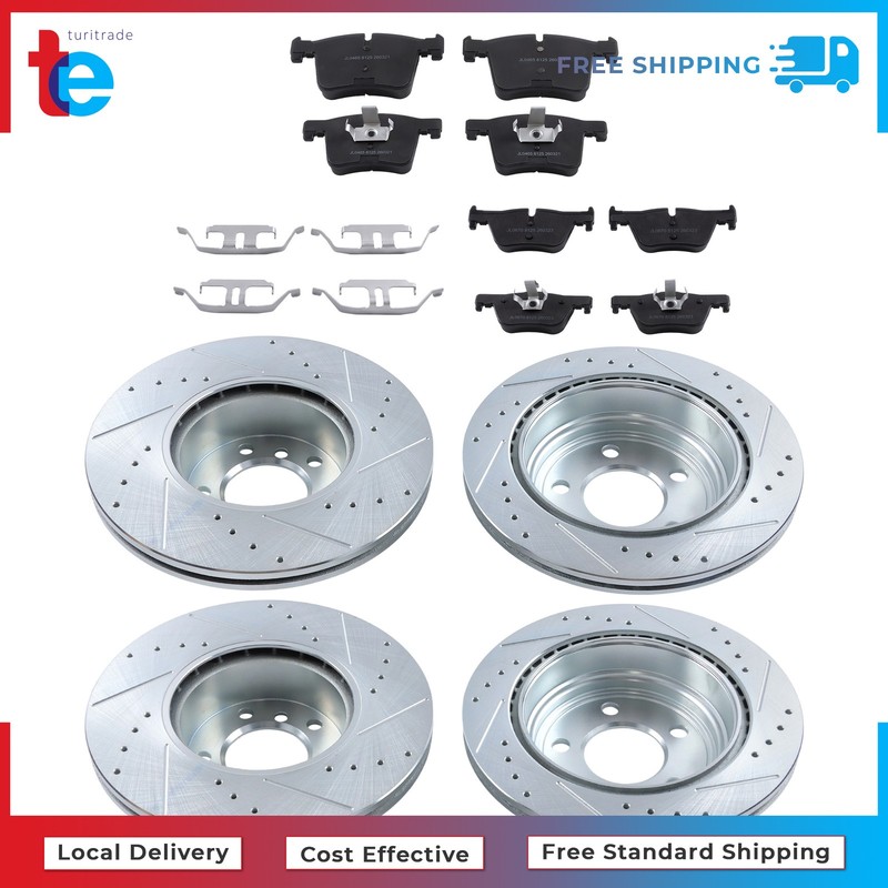 For BMW 328i 330i 428i 430i Front & Rear Drilled Brake Rotor & Ceramic Brake Pad gallery