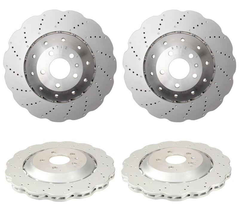 For RS7 14-16 Set of Front & Rear Vented Drilled Dimpled Disc Brake Rotors OEM