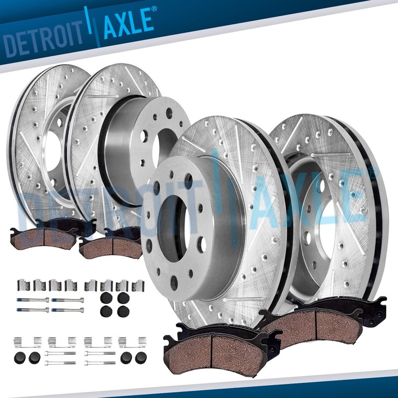 Front Rear Drilled Disc Rotor Brake Pad for 2014-2021 Ram ProMaster 2500 3500