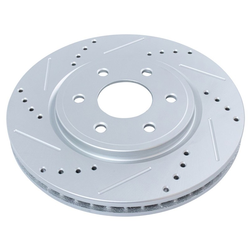 TRQ Brake Rotor Drilled & Slotted Coated & Ceramic Pad Front Set for Nissan gallery