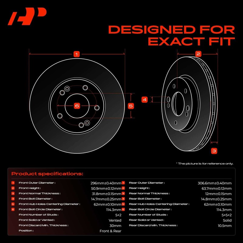 Front & Rear Drilled Brake Rotors & Ceramic Brake Pads for Lexus GS300 400 IS300 gallery