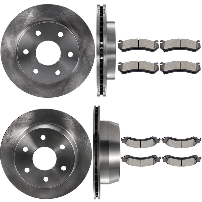 F & R Disc Brake Rotors And Ceramic Pads Fits 2001-2002 GMC Yukon XL 1500 6.0L