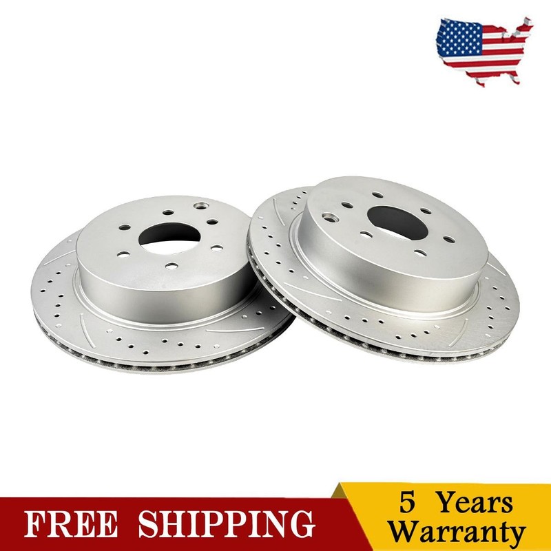 Rear Drilled & Slotted Brake Rotor Fits 2004-2012 Nissan Pathfinder 307.6mm