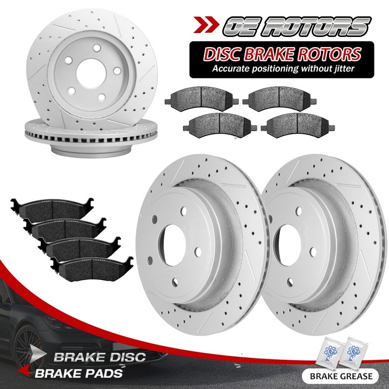Front Rear Brake Rotors + Ceramic Pads For Dodge Durango Ram 1500 Chrysler Aspen