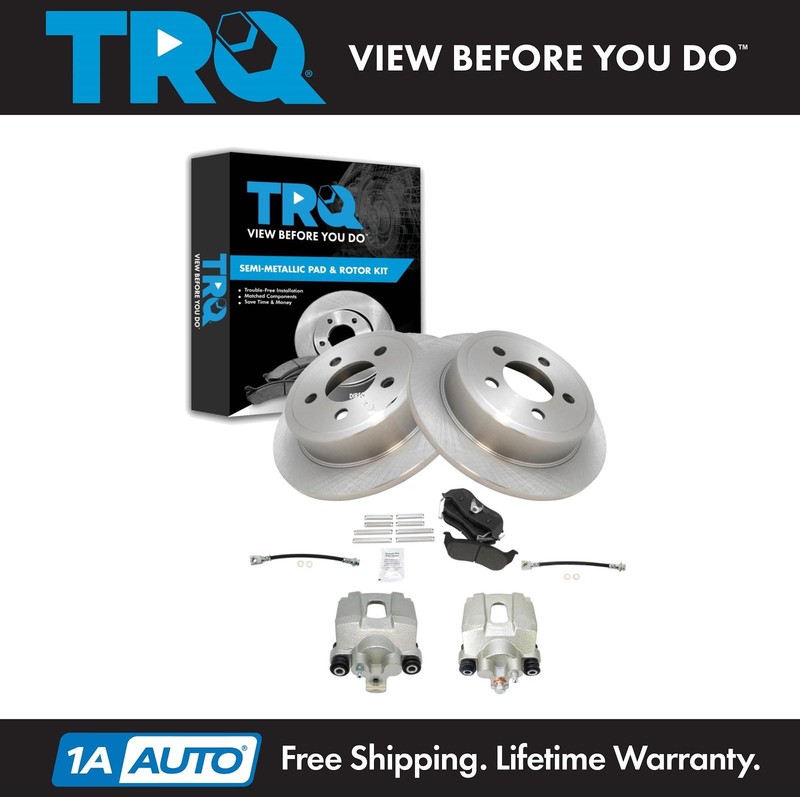 TRQ Rear Brake Pad & Rotor Kit Semi-Metallic For 2003-2005 Jeep Liberty
