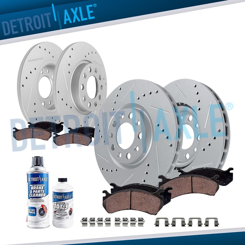 Front Rear Drilled Disc Brake Rotors Brake Pads Kit for 2015 – 2017 Chrysler 200