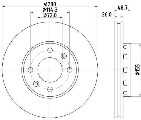 2X Mintex MDC1603 Front Brake Discs 280mm Vented Fits Kia Naza Carens Citra