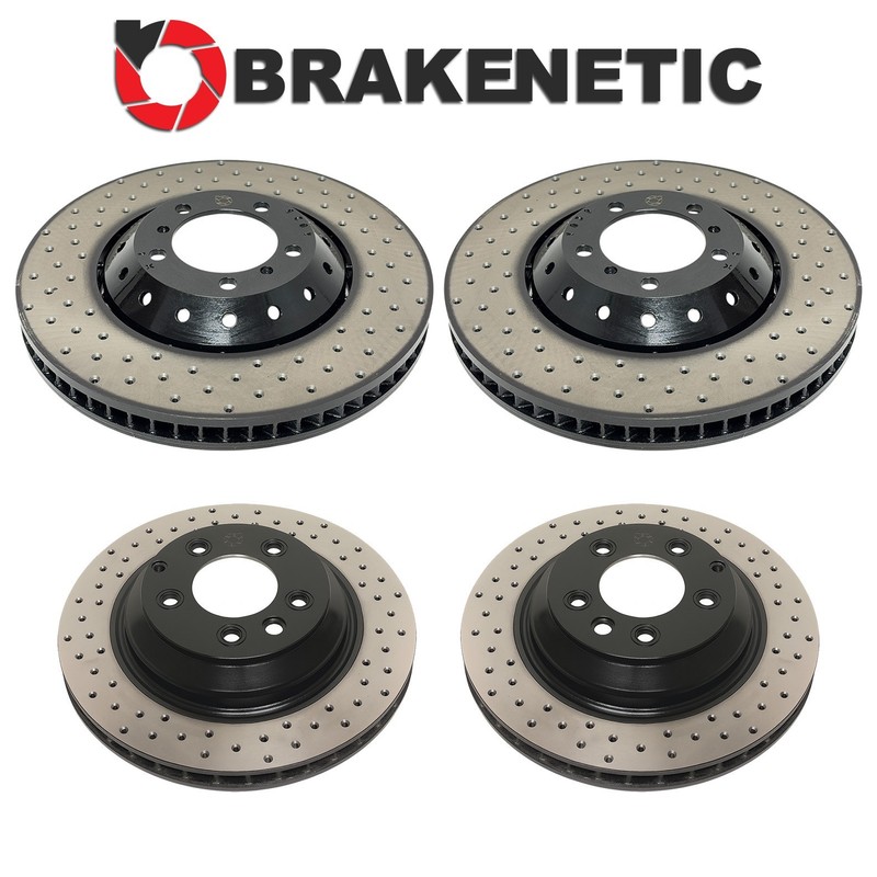 FRONT+REAR BRAKENETIC Premium Drilled Brake Disc Rotors GTS 50.37140.23