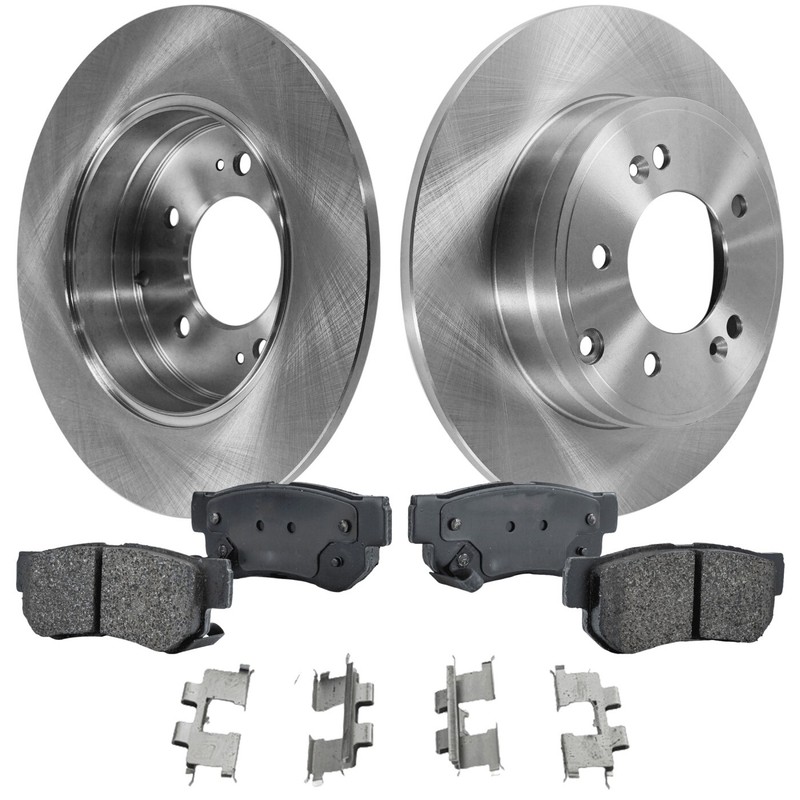 Brake Rotor Brake Pad Kit For 2005-2008 Hyundai Sonata Rear Solid 2-Wheel Set