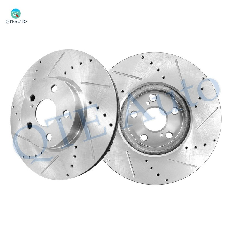 Front 275mm Drilled Slotted Brake Disc Rotors For 2009 2010 Pontiac Vibe