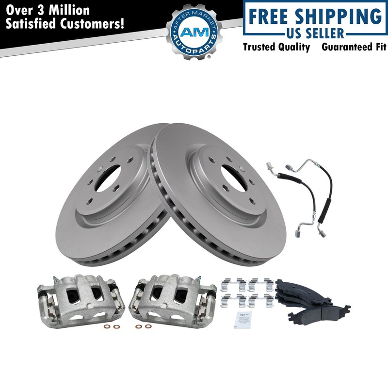 Front Brake Pad & Rotor Kit Premium G-Coated Ceramic For 2010-2012 Ford Taurus