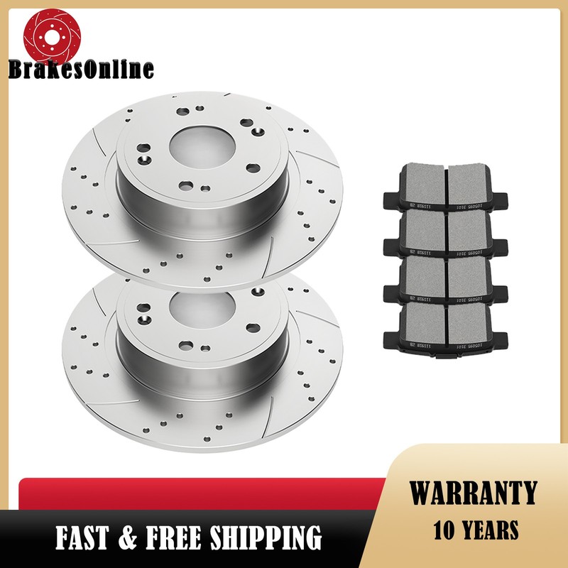 Rear (282mm) Brake Rotors Pads for Honda Accord 2008-2017 Drilled Slotted