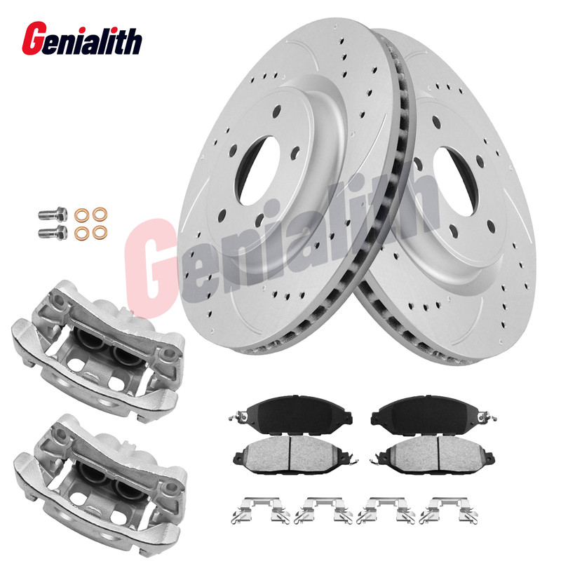 Front Drilled Rotor & Pads Caliper for 2014 - 2019 INFINITI QX60 2013 JX35