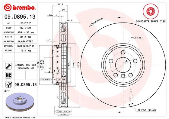 Fits BMW 7 Series X5 5 X7 8 X6 3 4 6 2 i4 Ruva Front Left Brake Disc gallery