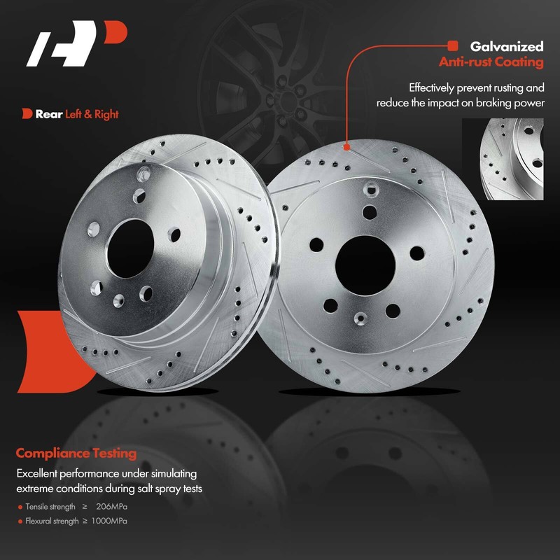 A-Premium Drilled Brake Rotors & Ceramic Brake Pads Rear for Chevrolet Equinox gallery